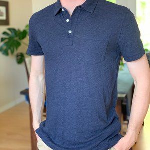 Slub Cotton Navy Pocket Polo